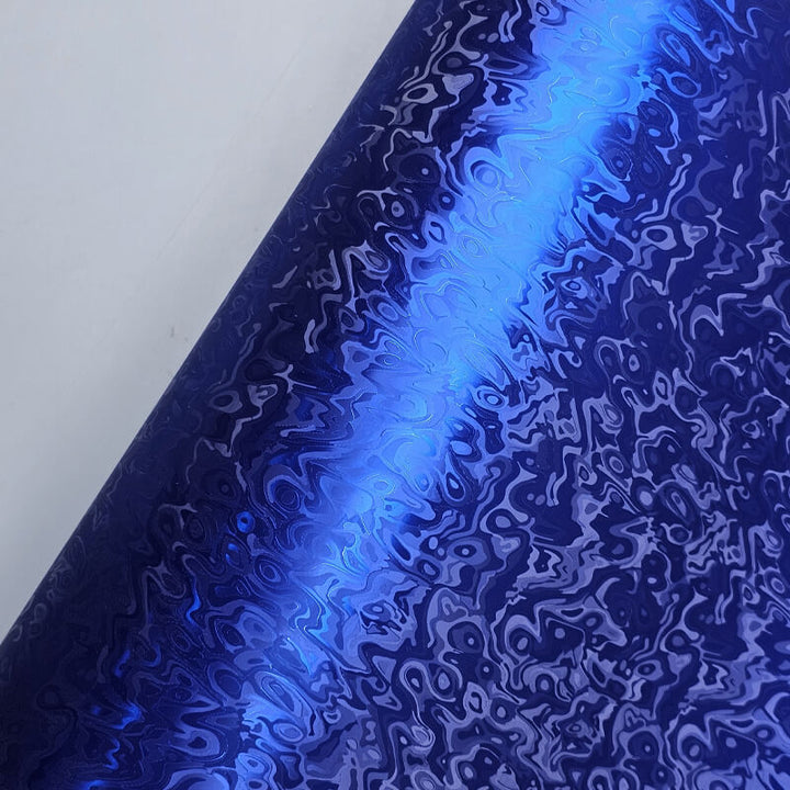 Matte Chrome Damascus Blue Camo Vinyl Film