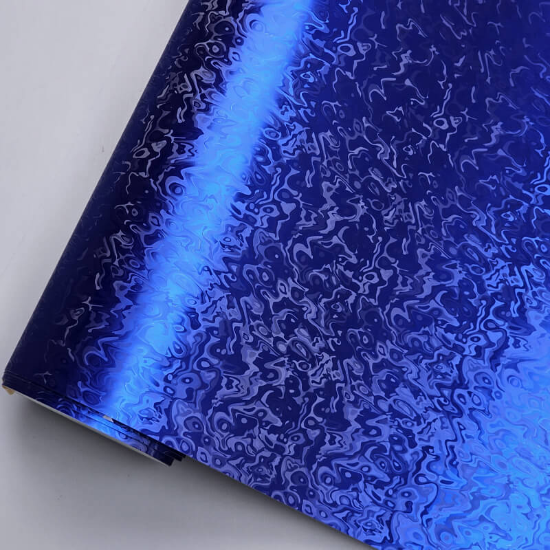 Matte Chrome Damascus Blue Camo Vinyl Wrap