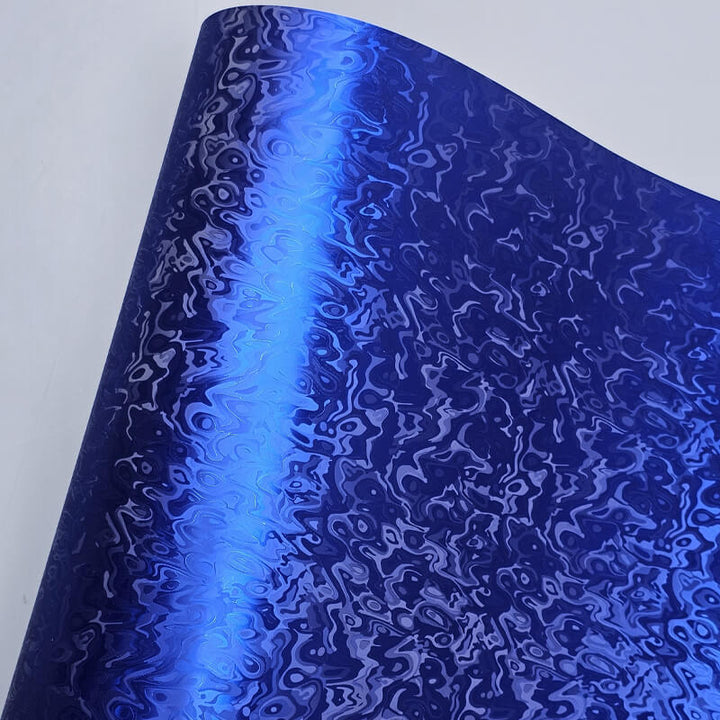 Matte Chrome Damascus Blue Camo Wrap