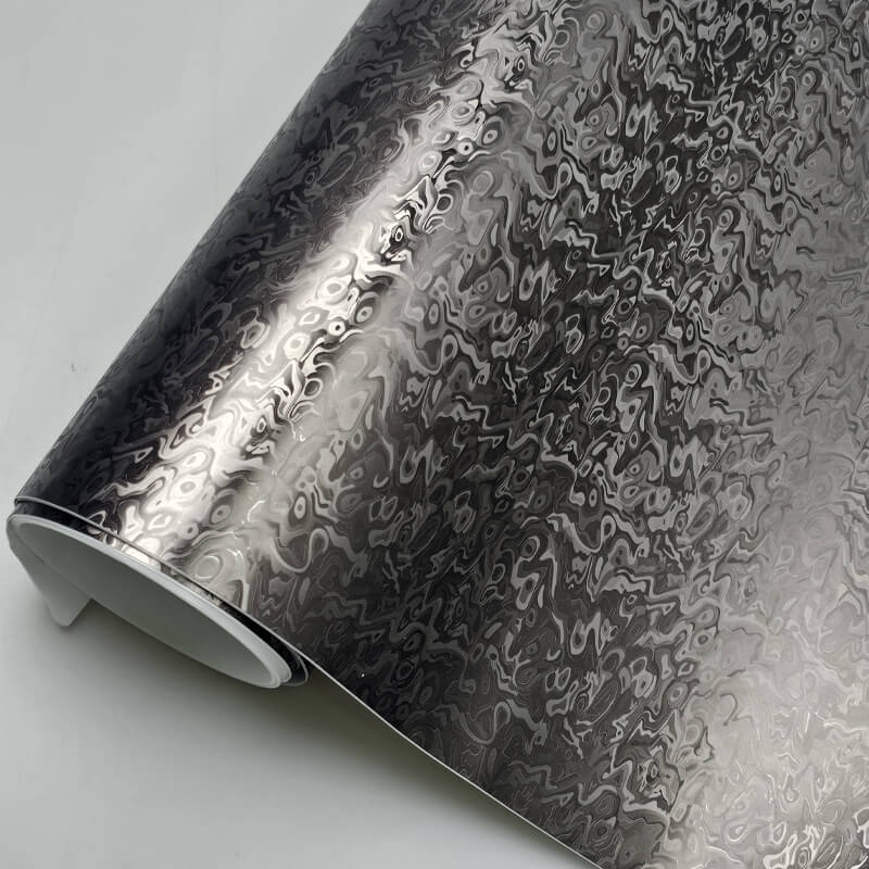 Matte Chrome Damascus Gray Camo Vinyl Wrap