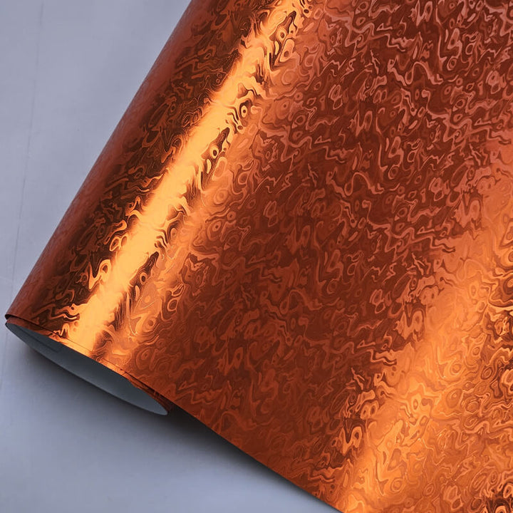 Matte Chrome Damascus Orange Camo Vinyl Wrap