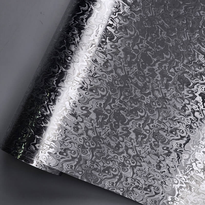 Matte Chrome Damascus Silver Camo Vinyl Wrap