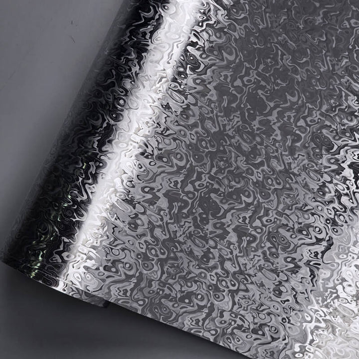 Matte Chrome Damascus Silver Camo Vinyl Wrap