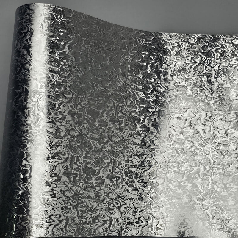 Matte Chrome Damascus Silver Camo Wrap