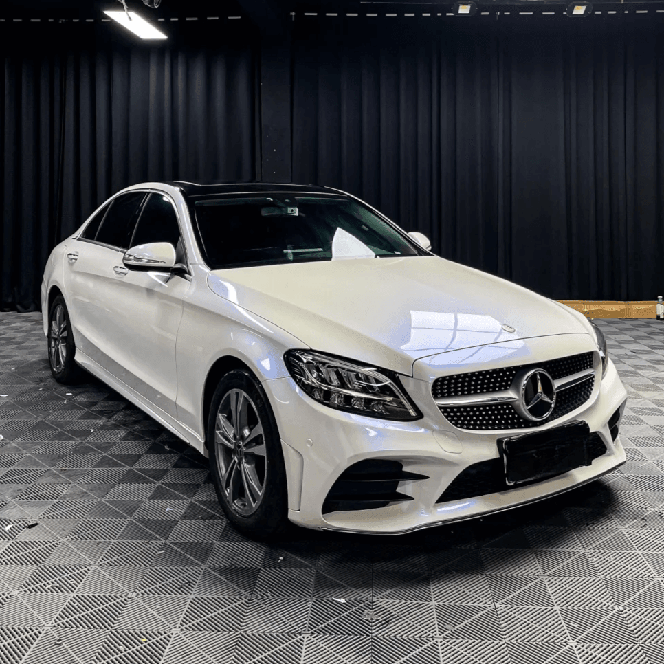 Mercedes Benz Color Shift White Blue Glossy Vinyl Wrap