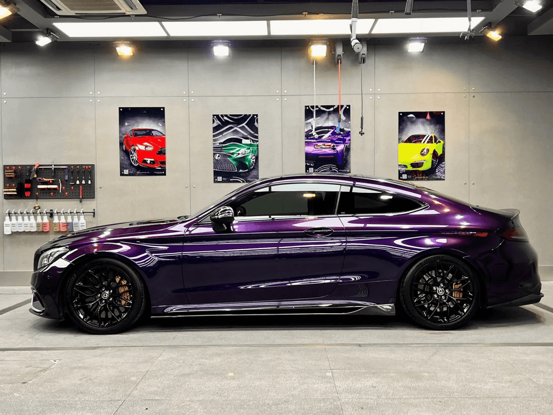 Mercedes C63 Gloss Metallic Midnight Purple Vinyl Wrap