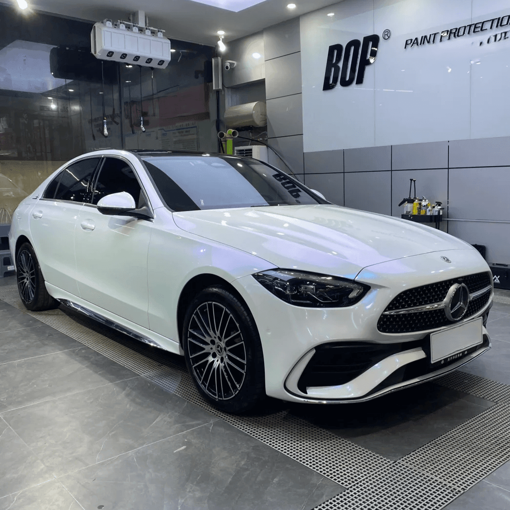 Mercedes Color Shift Glitter White Blue Vinyl Wrap