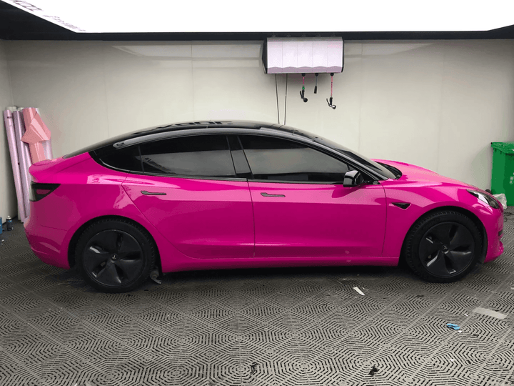 Metallic Rose Red Car Wrap