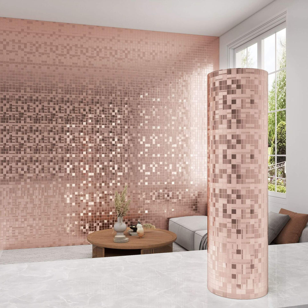 Mosaic Rose Gold Metal Textured Wallpaper