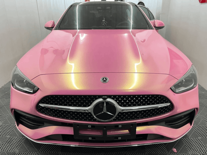 Neon Pink Pearlescent Metallic Vinyl Wrap for mercedes