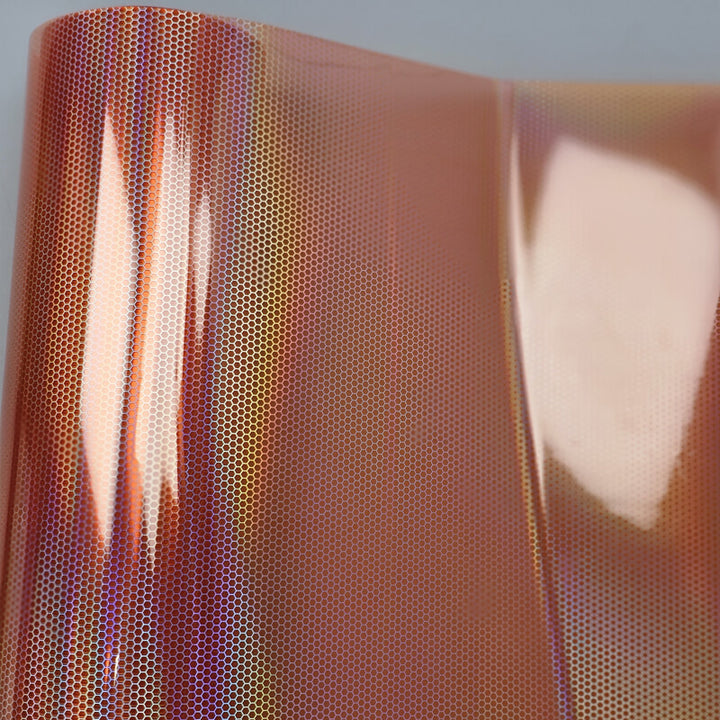 Orange Holographic Honeycomb Headlight Tint Film