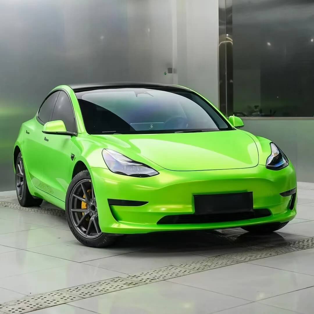 Pearlescent Neon Green Car Wrap