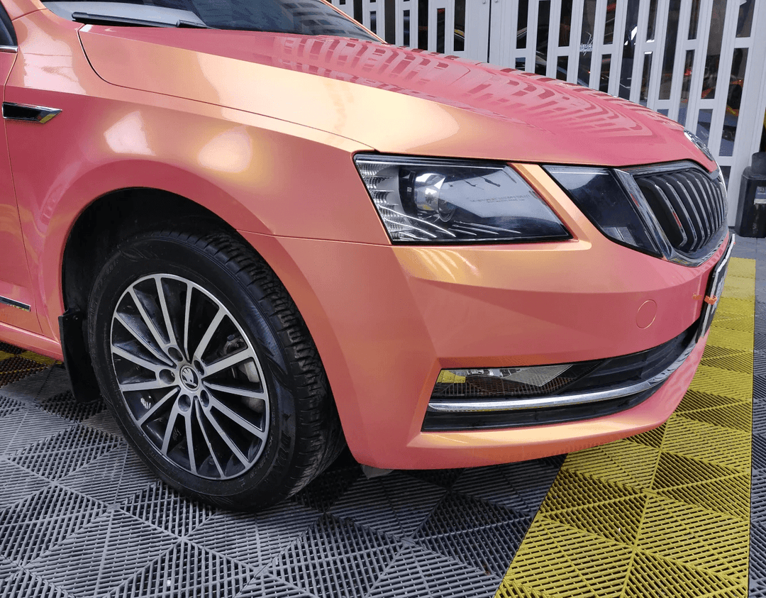 Pearlescent neon pink car wrap