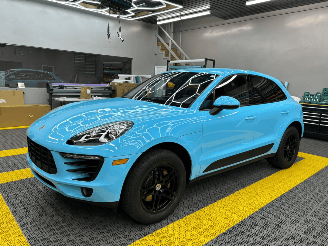 Porsche Gloss Crystal Blue Vinyl Wrap