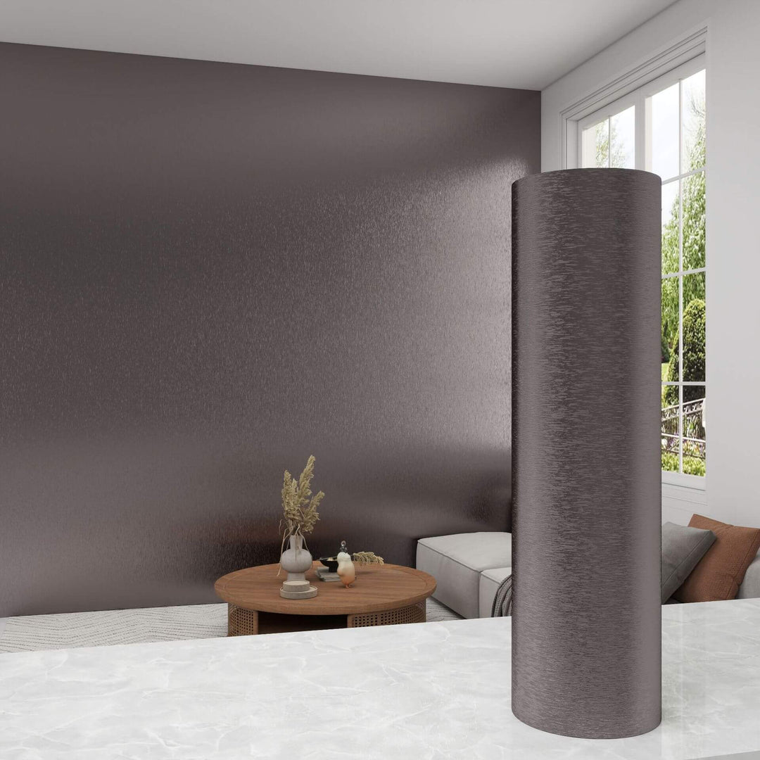 Purple Plum Brushed Metal Textured Wallpaper