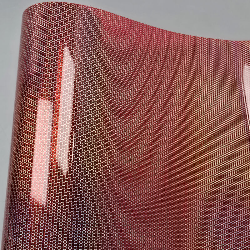 Red Holographic Honeycomb Headlight Tint Film
