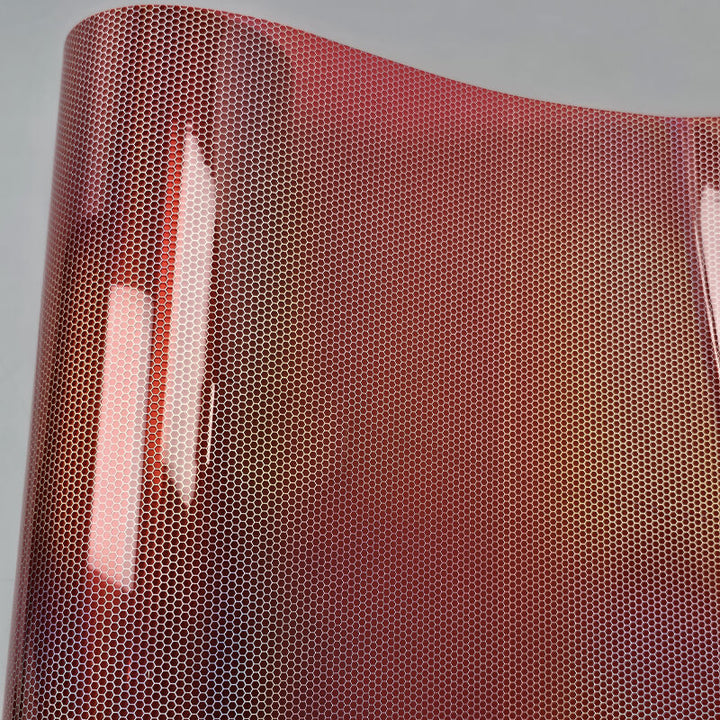 Red Holographic Honeycomb Headlight Tint Film