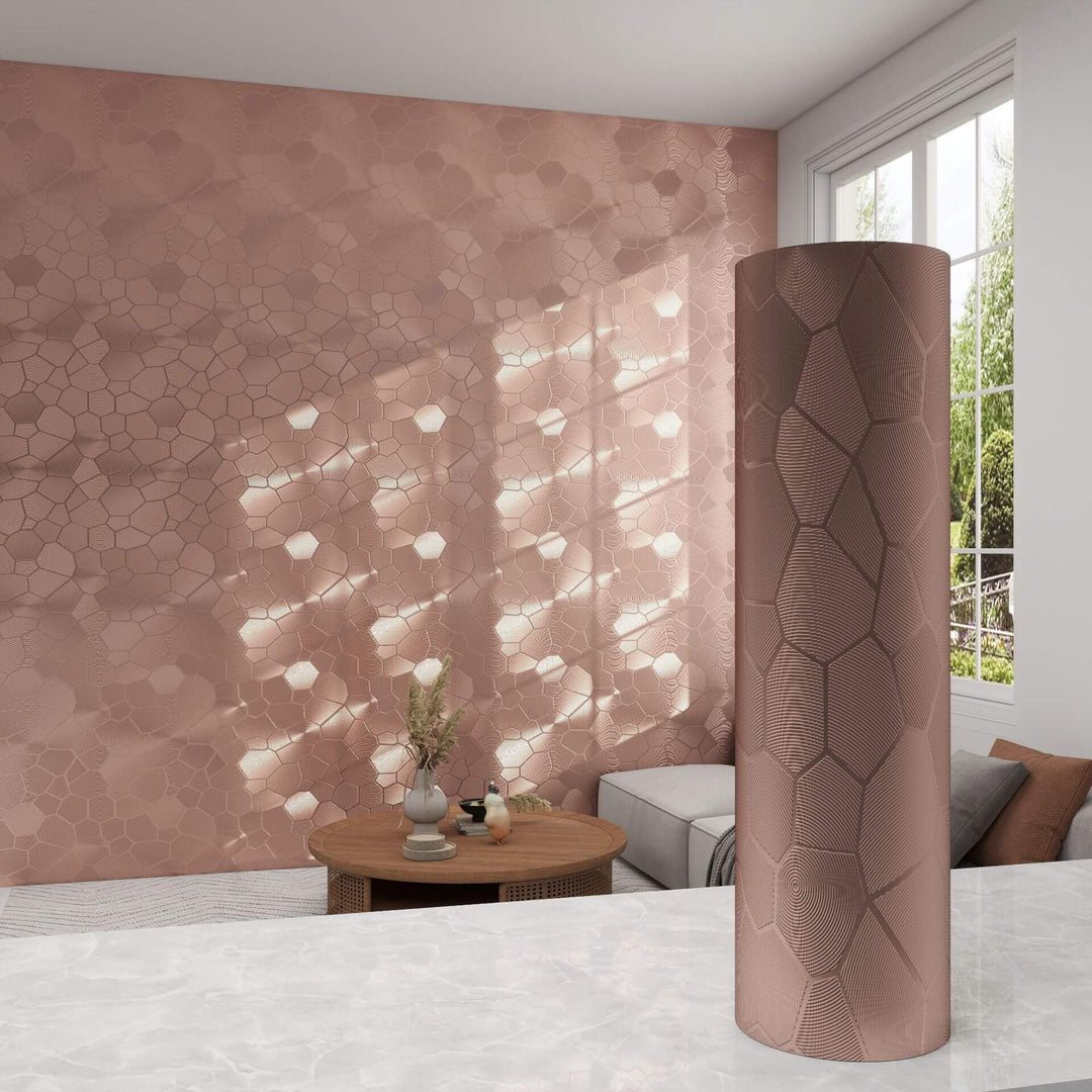 Rose Gold Scales Metal Textured Wallpaper