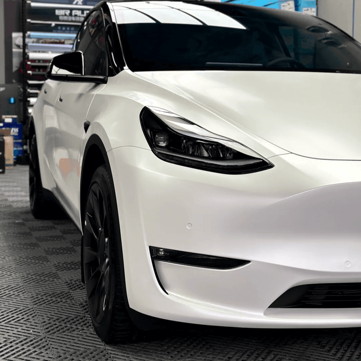 Satin Ceramic White Vinyl Wrap for model y