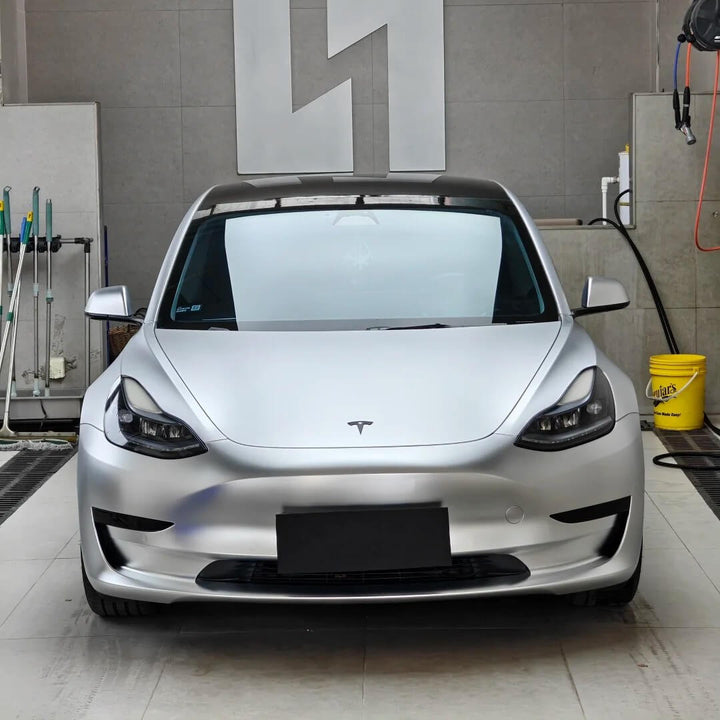 Satin Chrome Alexander Silver Tesla Vinyl Wrap