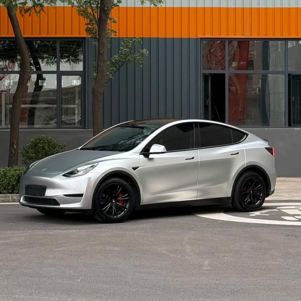 Satin Chrome Tesla Alexander Silver Vinyl Wrap