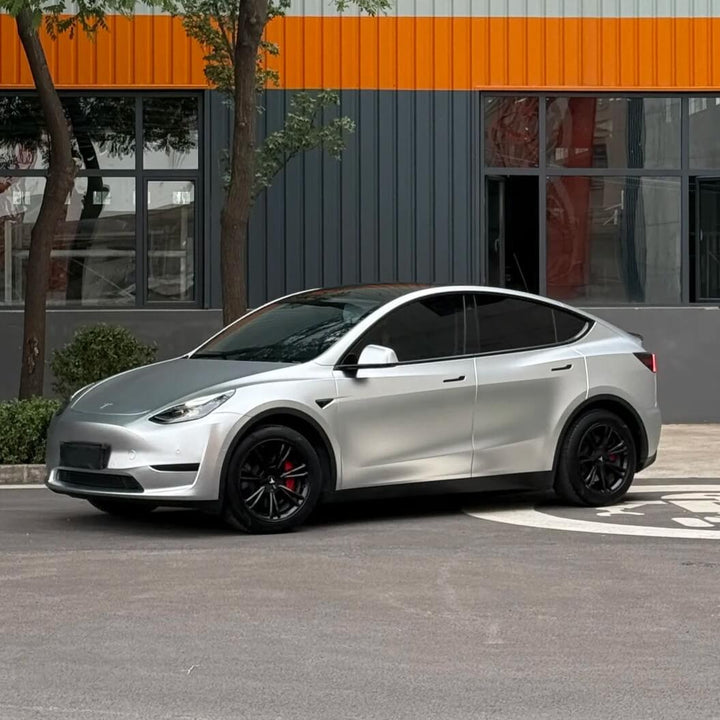 Satin Chrome Tesla Alexander Silver Vinyl Wrap