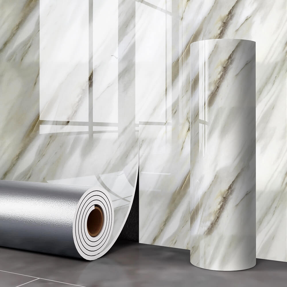 Self-Adhesive Grey-Teal Marble Wallpaper