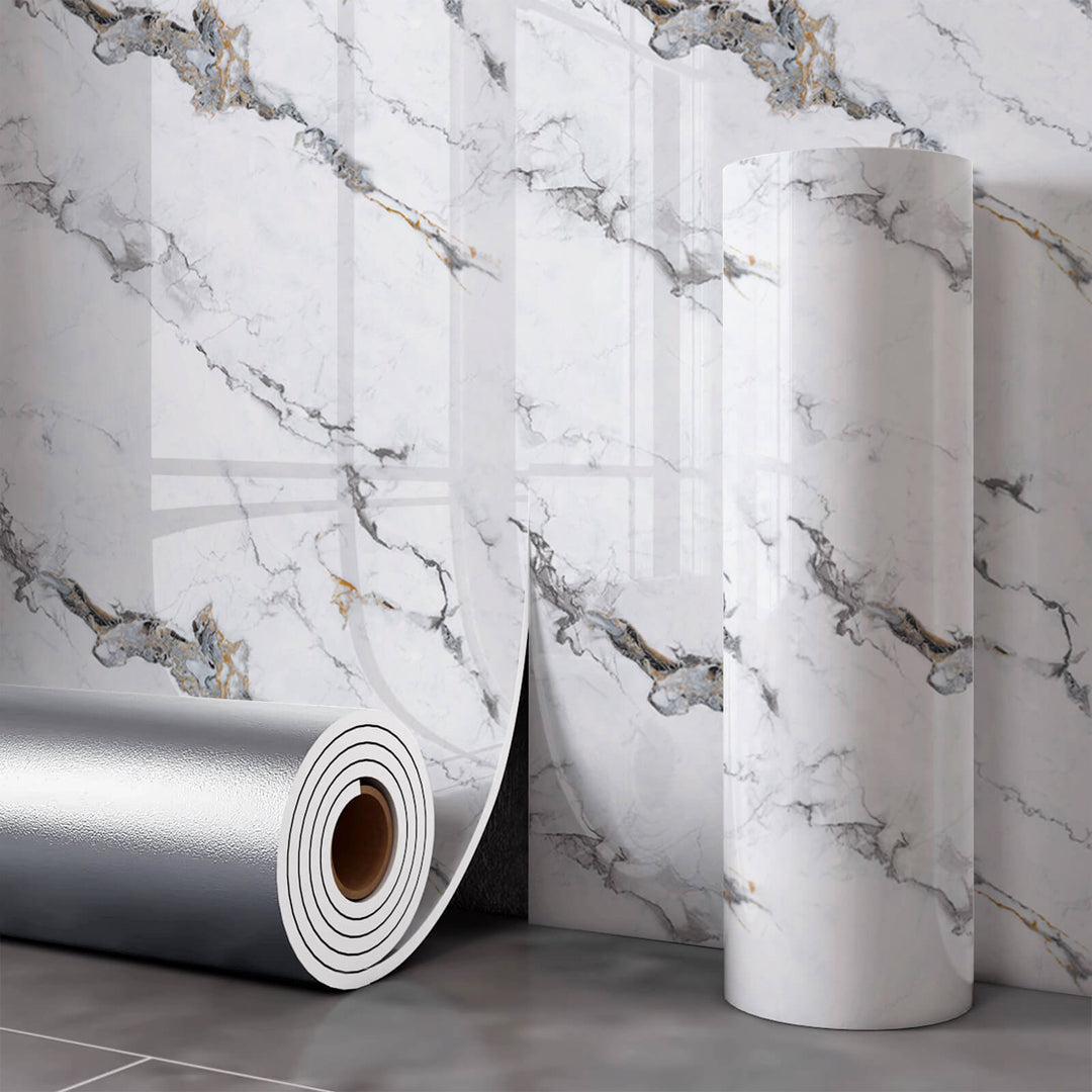Self-Adhesive Snowy Peak Marble Wallpaper