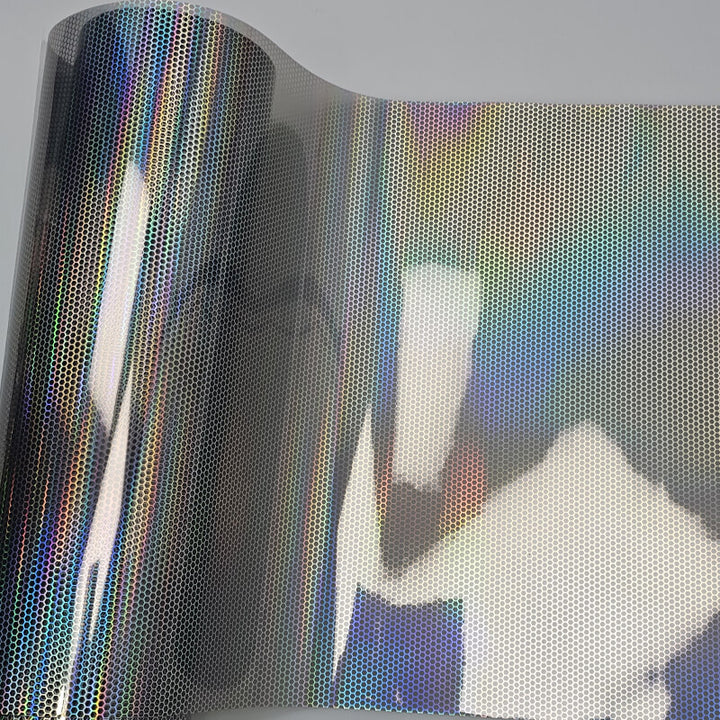 Silver Holographic Honeycomb Headlight Tint Film