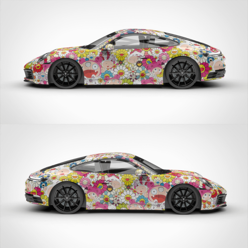 Takashi Murakami Sunflower Car Wrap