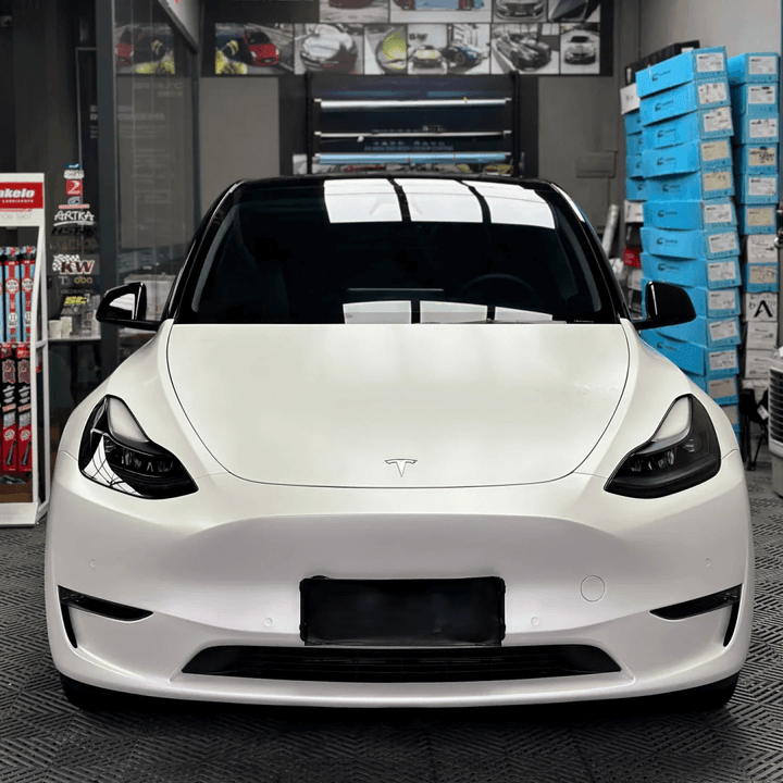 Tesla Satin Ceramic White Vinyl Wrap