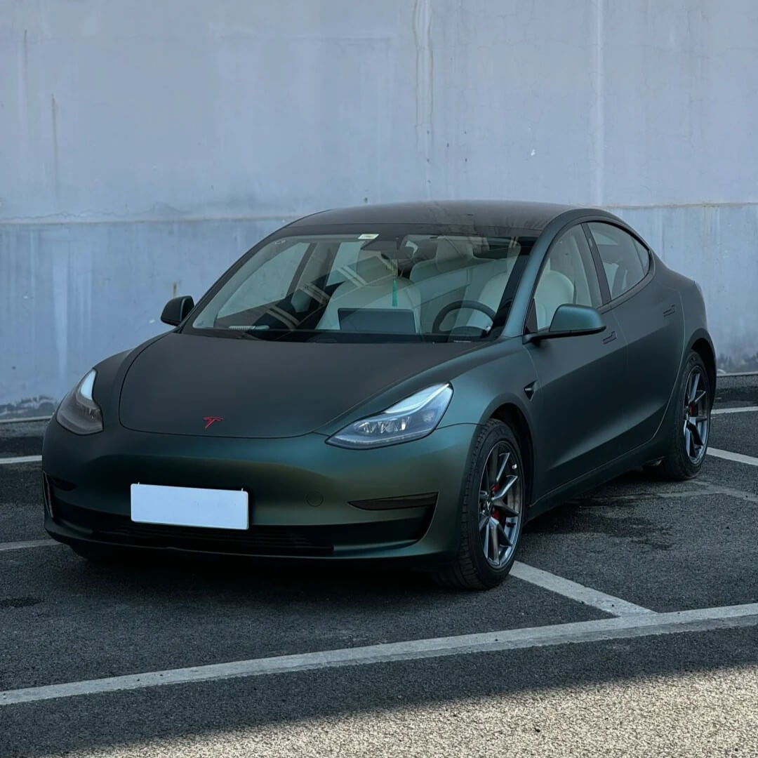Tesla Satin Metallic Ghost Green Car Wrap
