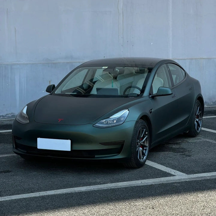 Tesla Satin Metallic Ghost Green Car Wrap