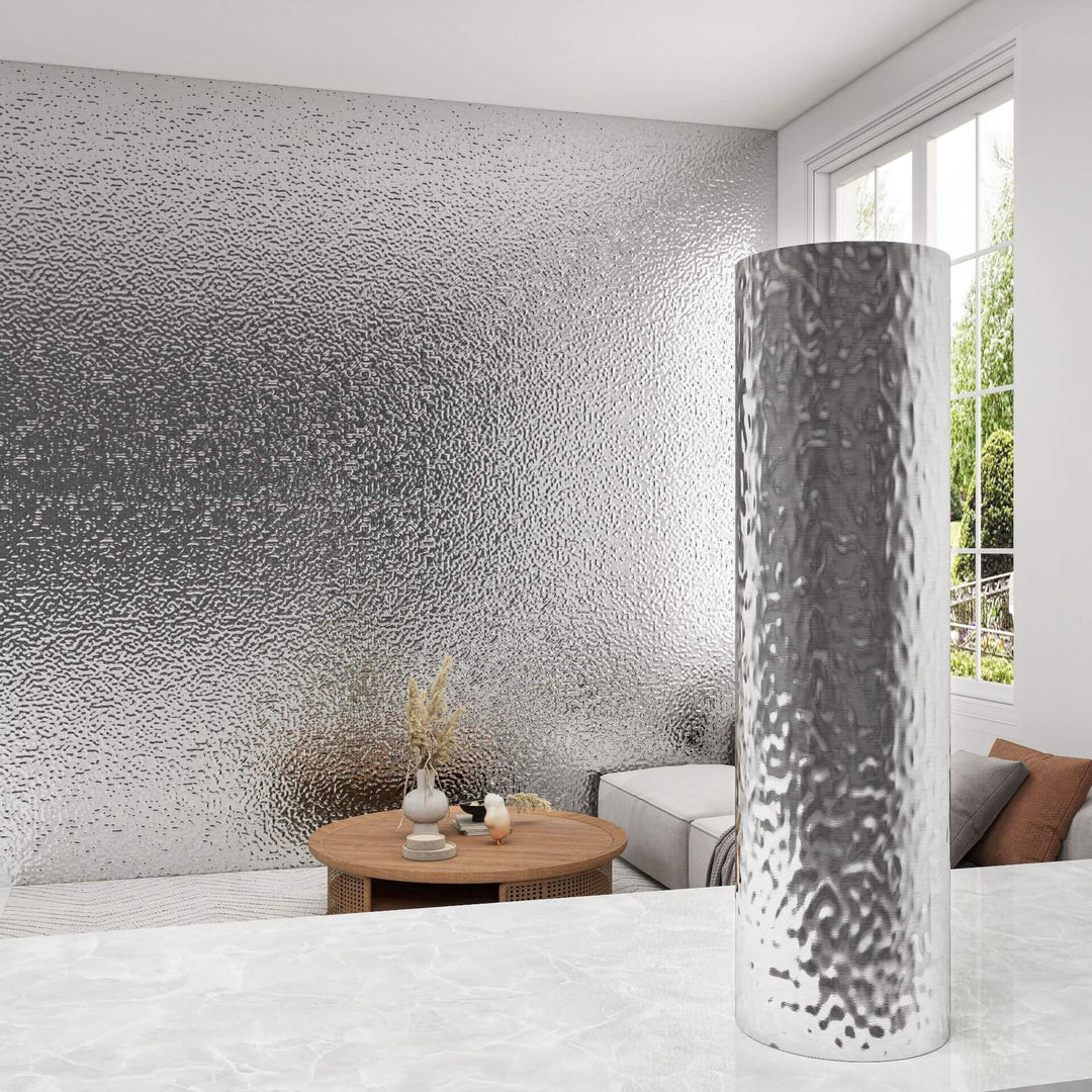 Water Ripple Silver Metal Textured Wallpaper