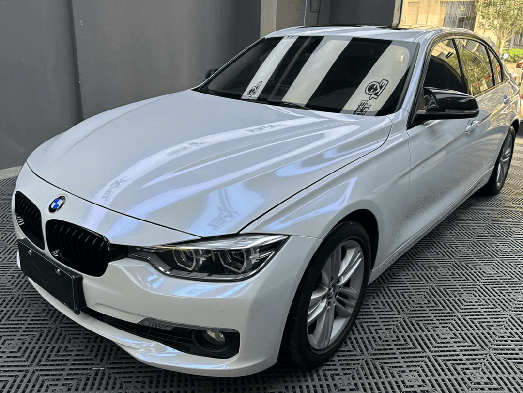 White Blue Car Wrap