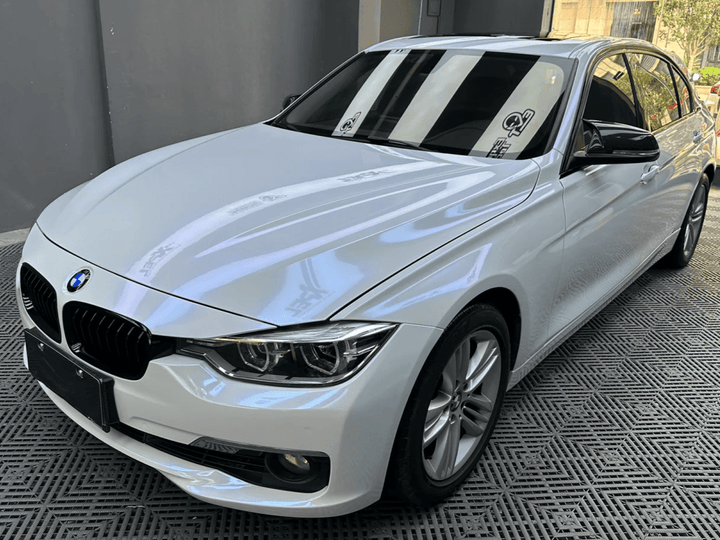 White Blue Car Wrap