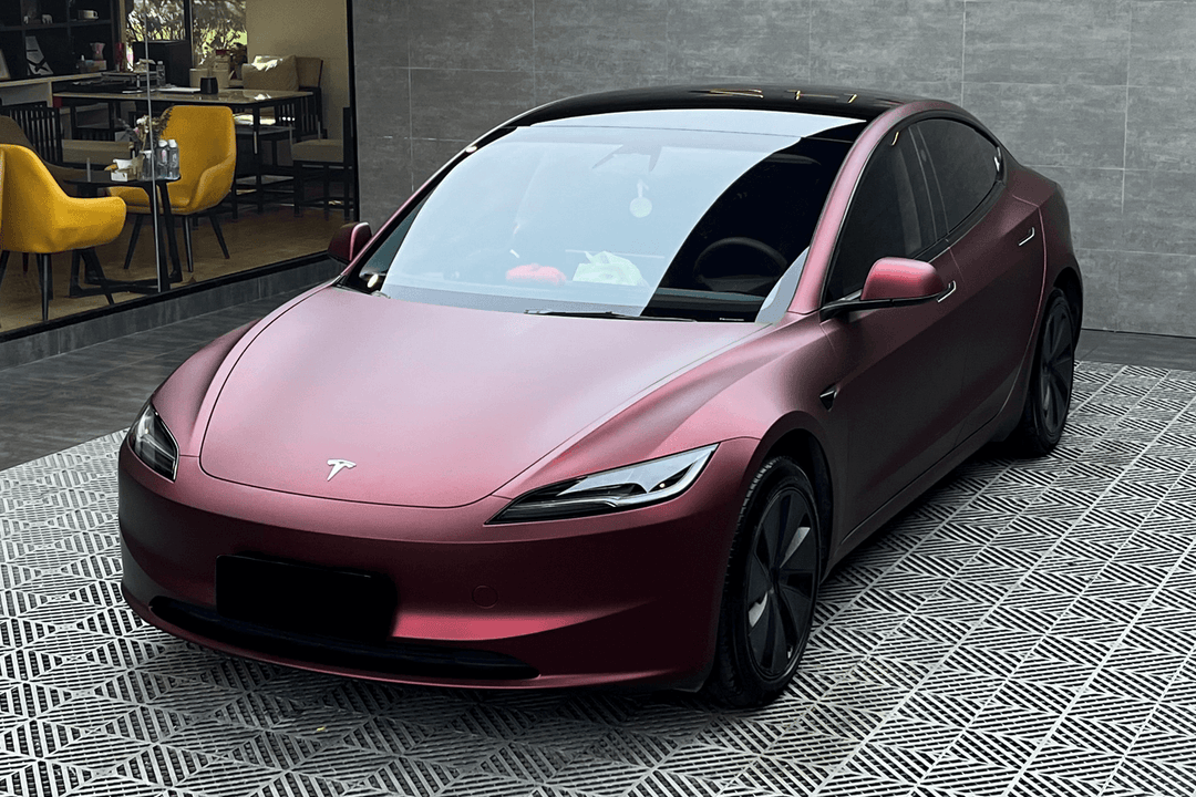 burgundy red car wrap