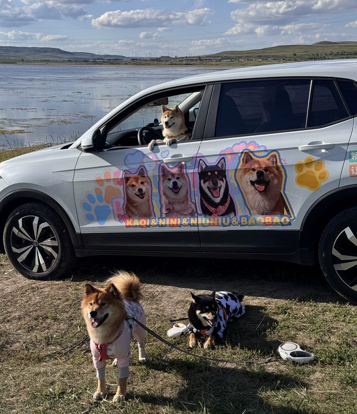 custom dog car sticker wrap