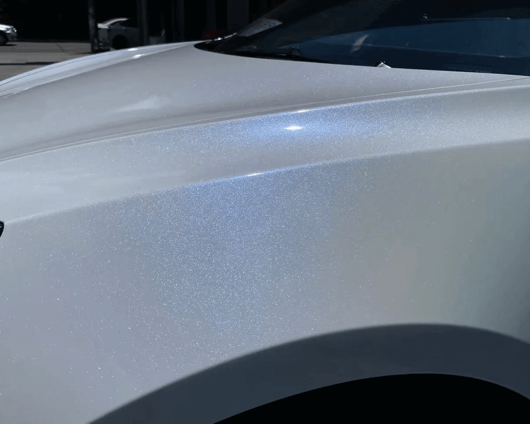 glitter metallic white blue car wrap