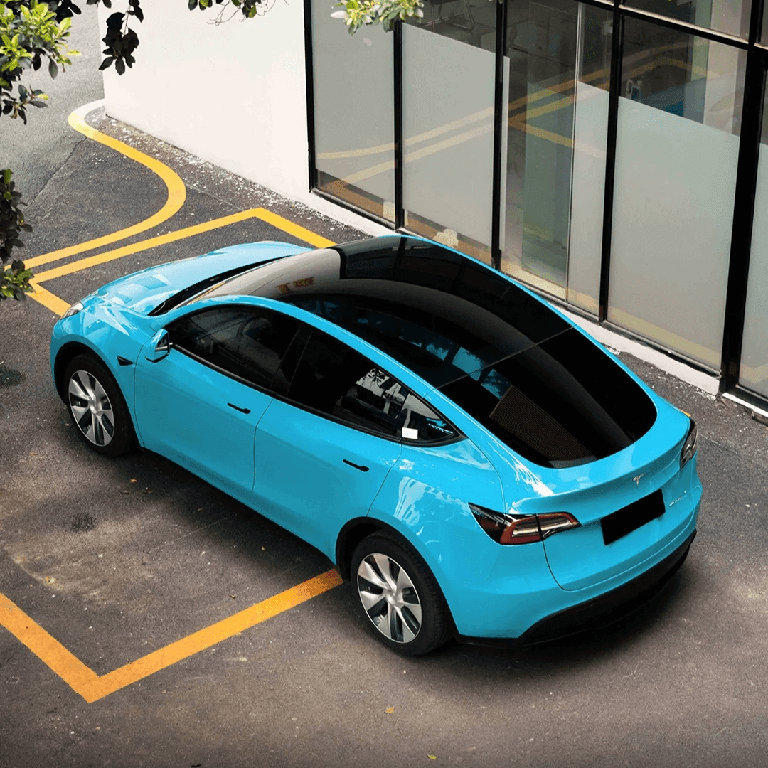 Gloss Miami Blue Tesla Model Y Wrap