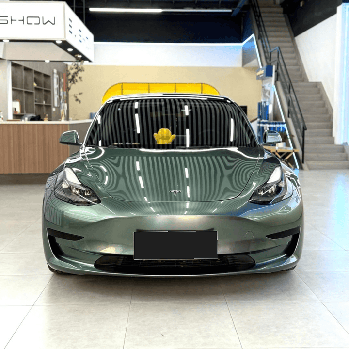 gloss metallic sage green car wrap