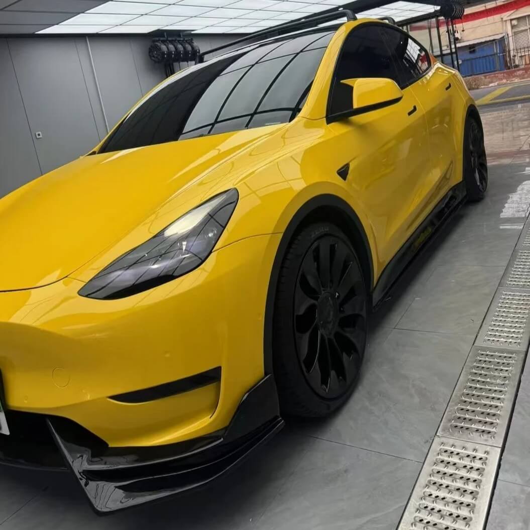 glossy yellow car wrap