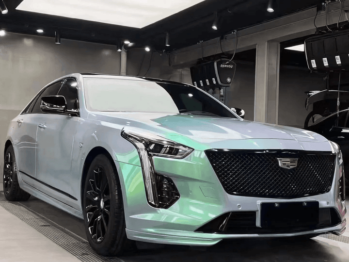 gray green chameleon car wrap