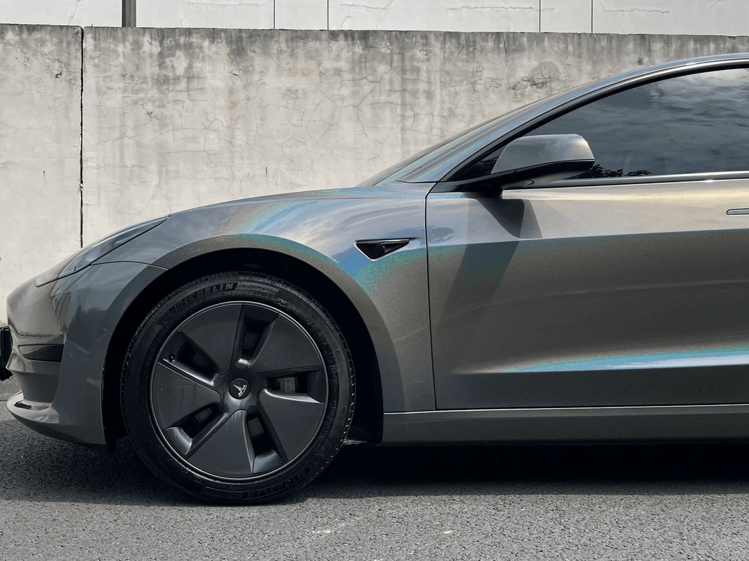 gray iridescent glossy wrap