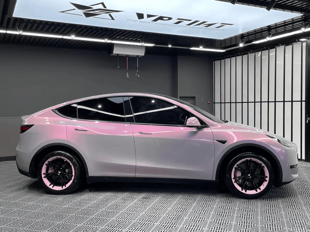 gray pink car wrap