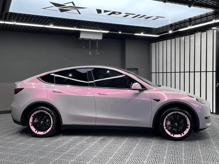 gray pink car wrap