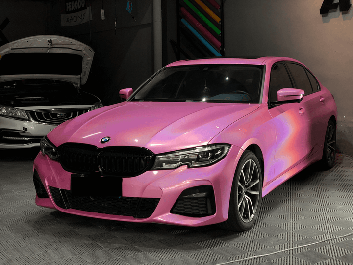 iridescent pink car wrap