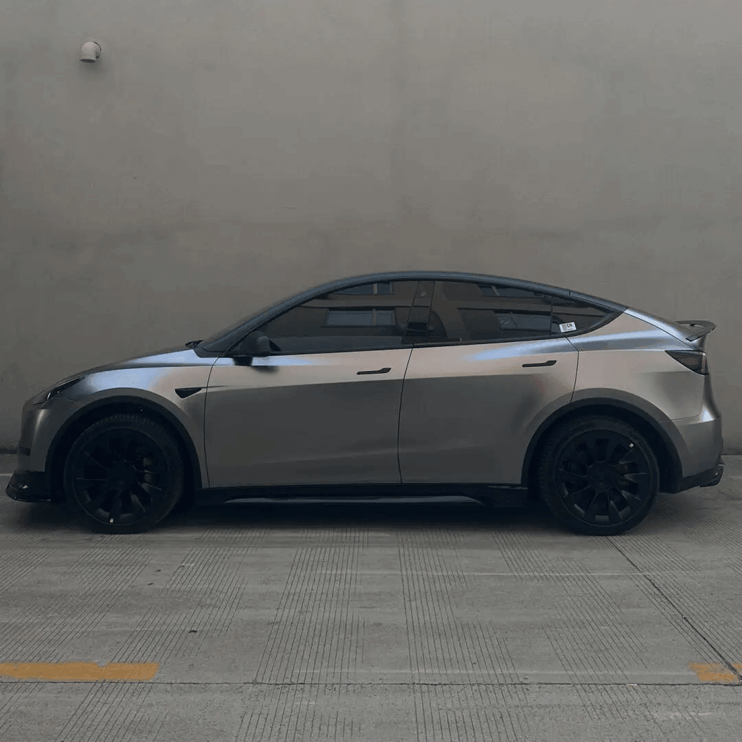 matte liquid metallic silver Tesla Model Y wrap