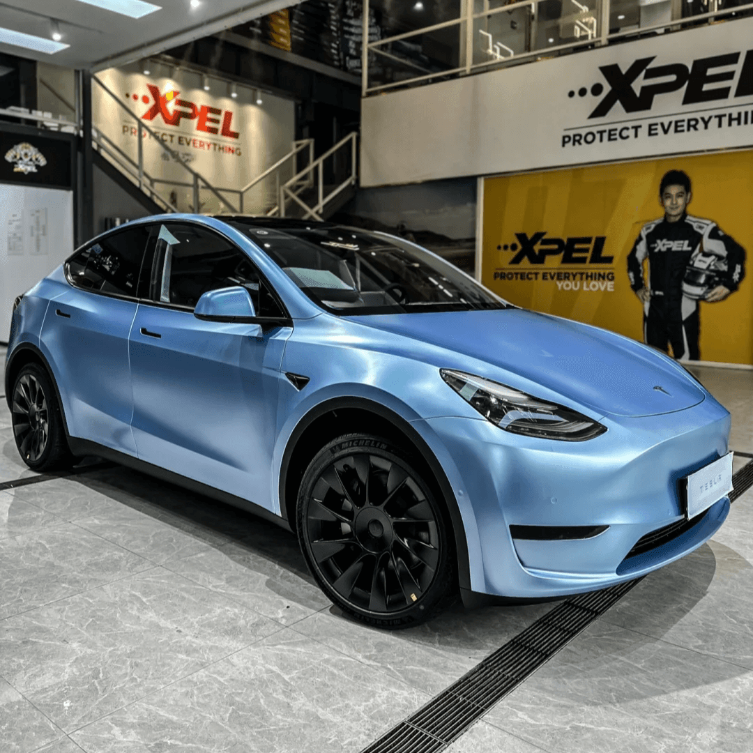 matte metallic gray blue wrap 