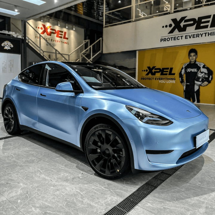 matte metallic gray blue wrap 